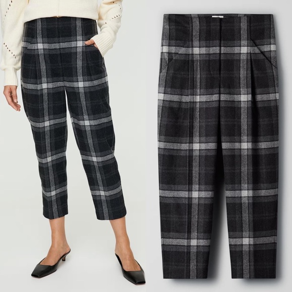Aritzia Wilfred Chambery Check Plaid Pant 4 High Rise Wool Cashmere Academia - Picture 16 of 16